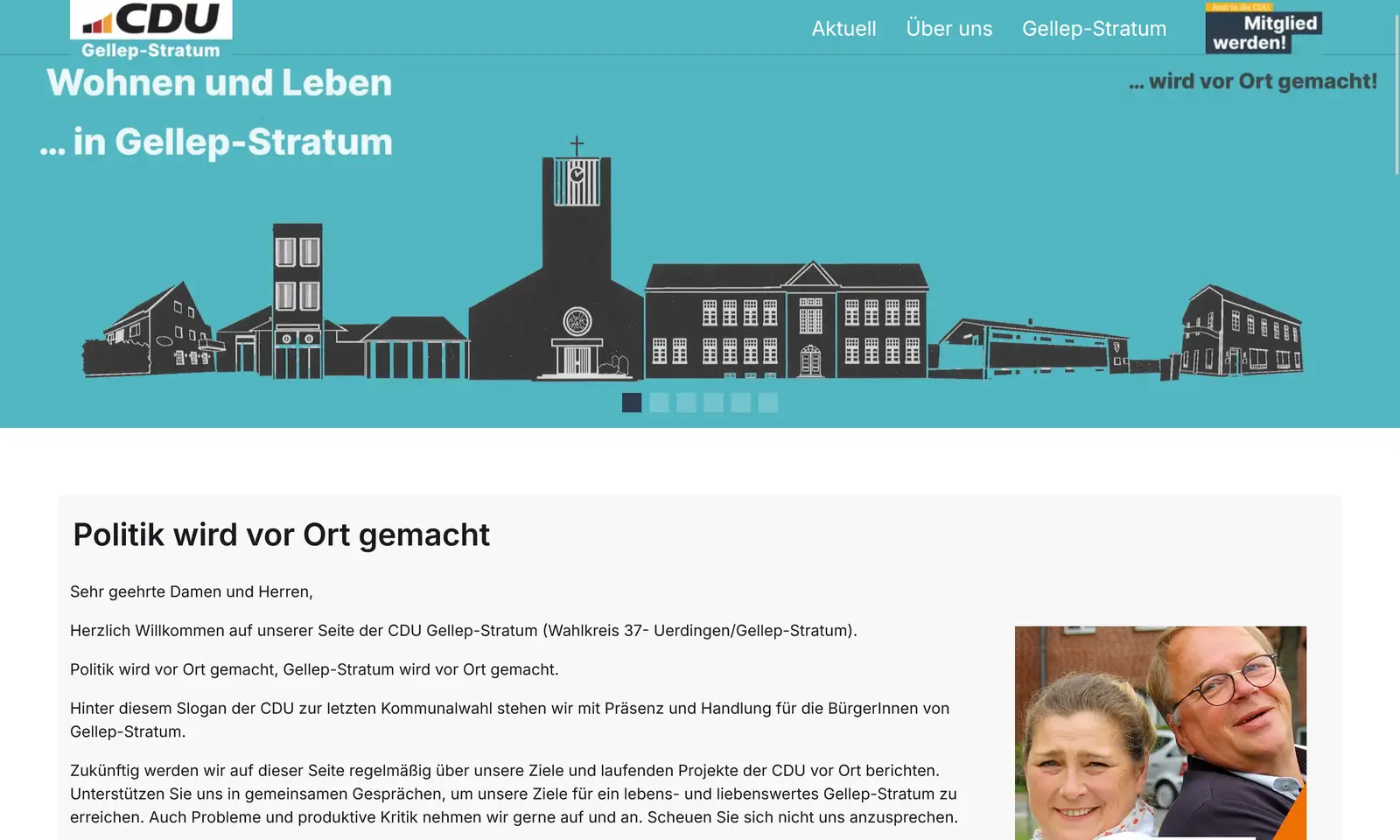 Screenshot von der Webseite "CDU Gellep-Stratum"