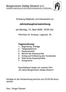 Jahreshauptversammlung B&uuml;rgerverein 