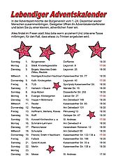 01.12.2019: Lebendiger Adventkalender 2019 - Die Liste Termine & Nachbarn