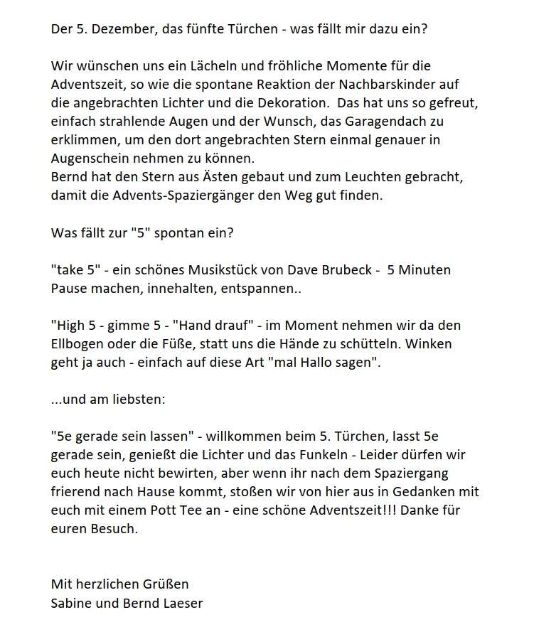 Türchen Nr. 5 - "Adventskalender"