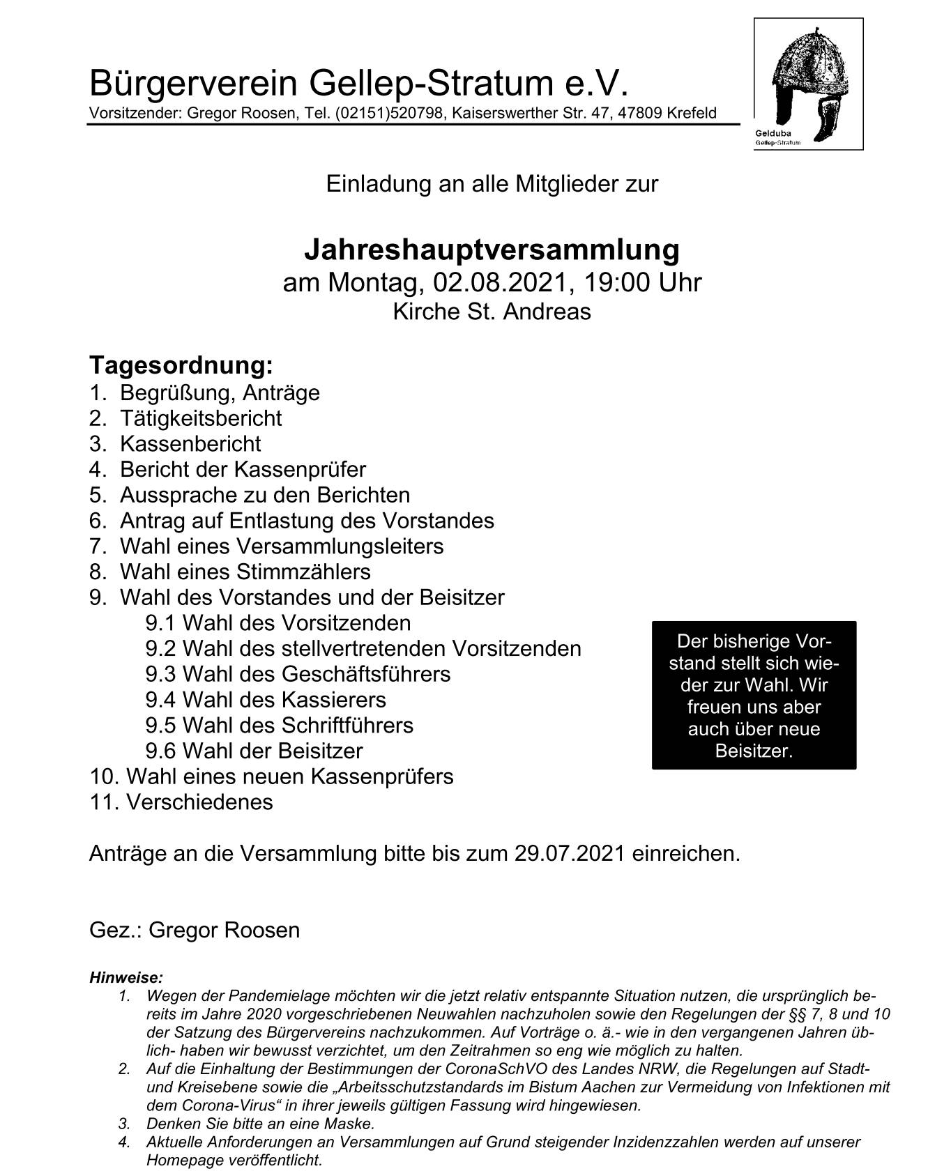 02.08.2021 - Heutige JHV 2021 -> Zusatzinfos