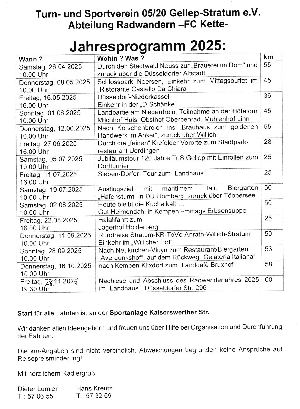 Jahresprogramm FC Kette 2025